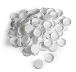 Tapa blanca PP 22-400 con liner de espuma, paquete de 6
