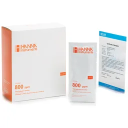 Solución TDS 800 mg/L (ppm) " 25°C, (25) sobres de 20 mL con certificado de análisis