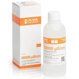 Solución de calibración de CE de 80,000 µS/cm valor " 25°C, frasco de  230 mL