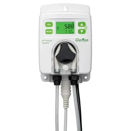 Controlador GroLine c/bomba y electrodo pH HI10063, celda de flujo en tablero,  conexiones y tubos