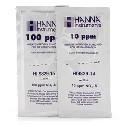 Sobres c/solución de calibración 10 y 100 ppm nitrato para electrodo ISE HI7609829-12 (10 pzas.c/u)