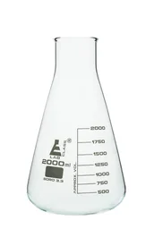 Matraz Erlenmeyer, Cuello Ancho, 2000 mL