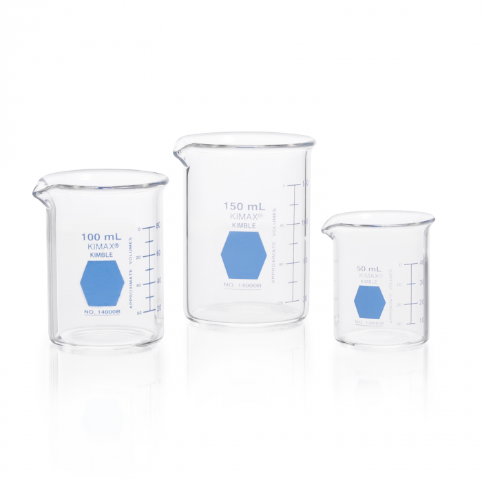 VASO PRECIP, GRIFFIN, REG., F.BAJA DECORADO EN AZUL GRADUADO — 400 mL