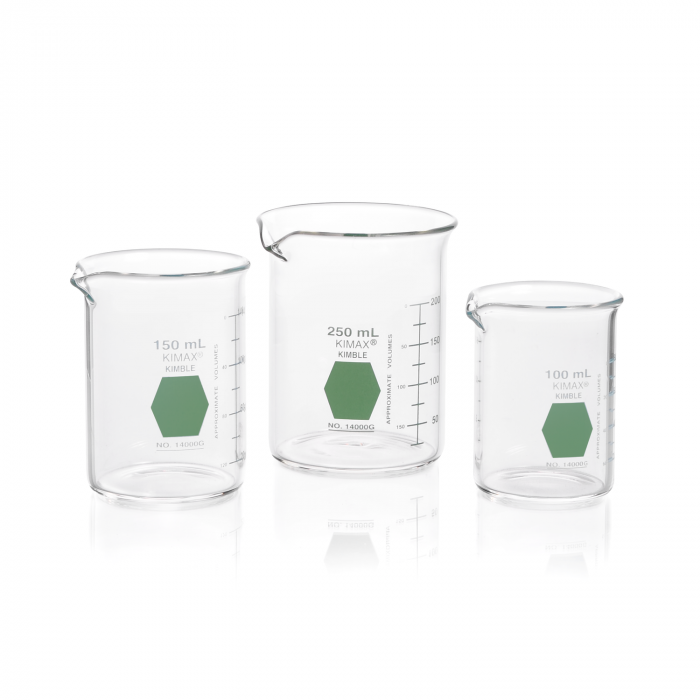 VASO PRECIP, GRIFFIN, REG., F.BAJA DECORADO EN VERDE GRADUADO — 400 mL