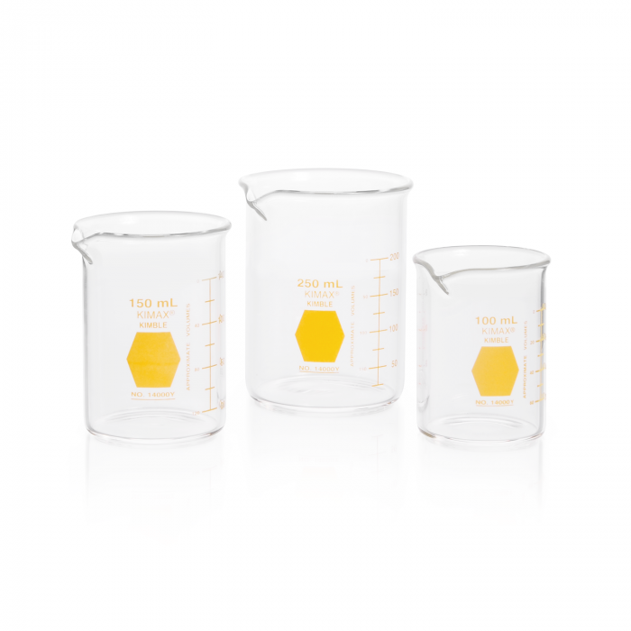 VASO PRECIP, GRIFFIN, REG., F.BAJA DECORADO EN AMARILLO GRADUADO — 400 mL