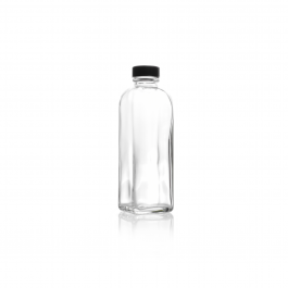 BOTELLA FORMA CUADRADA P/ DILUCIÓN LECHE FORMA / MUESTREO C/ TAPA ROSCADA — 200 mL