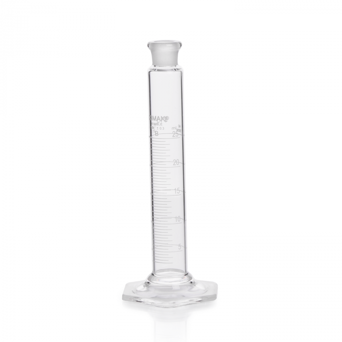 PROBETA, P.C., "B", (MEZCLADORA) BASE HEX. VIDRIO, TAPÓN VIDRIO — 50 mL