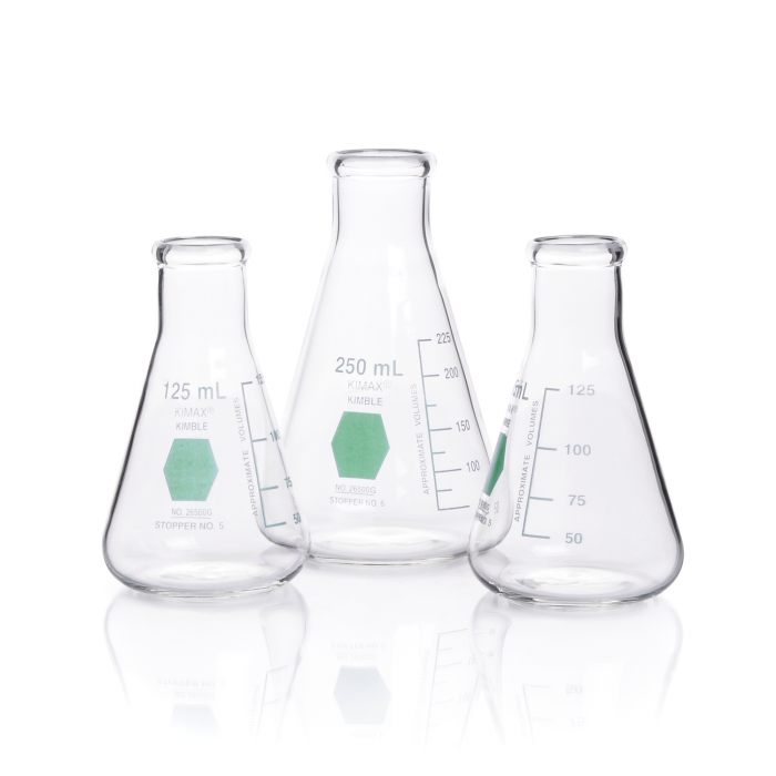 MATRAZ ERLENMEYER, GRADUADO, DECORADO VERDE — 500 mL