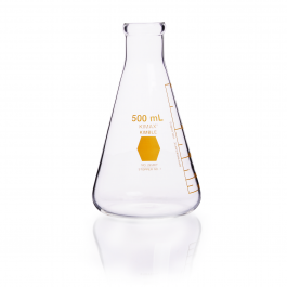 MATRAZ ERLENMEYER, GRADUADO, DECORADO AMARILLO — 125 mL