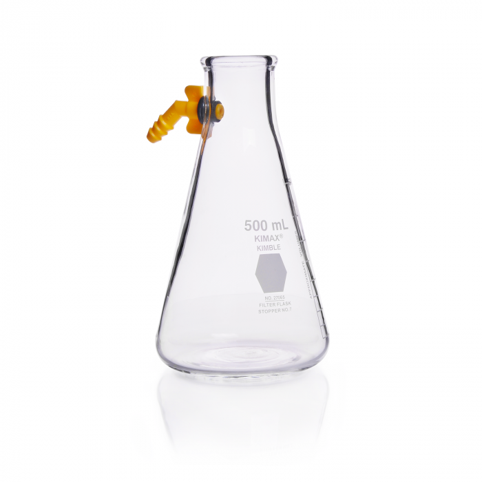 MATRAZ DE FILTRACIÓN SALIDA LATERAL DE PLÁSTICO DESMONTABLE (KITAZATO) — 500 mL