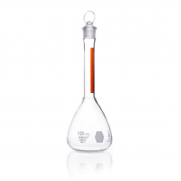 MATRAZ VOLUMÉTRICO "A" BANDA ROJA CONTRASTE, TAPÓN VIDRIO — 1000 mL