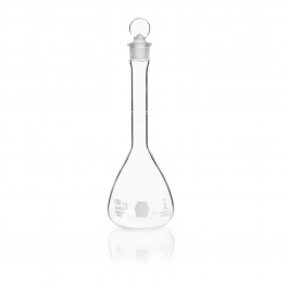 MATRAZ VOLUMÉTRICO "A", DOBLE AFORO (P.C. / P.E.), TAPÓN VIDRIO — 100 mL