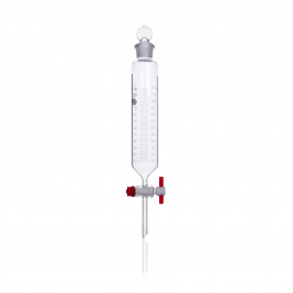 EMBUDO DE SEPARACIÓN CILÍNDRICO, TAPÓN VIDRIO, LLAVE PTFE GRADUADO — 125 mL