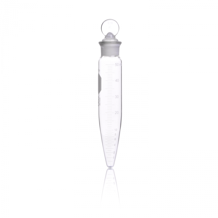 TUBO DE CENTRÍFUGA FONDO CÓNICO,"P.C.", GRADUADO , TAPÓN VIDRIO — 50 mL