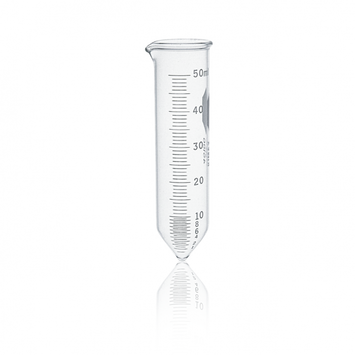 TUBO DE CENTRÍFUGA FONDO CORTO CÓNICO, "P.C.", GRADUADO , C/ VERTEDERO — 50 mL