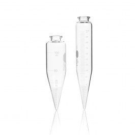 TUBO DE CENTRÍFUGA FONDO CÓNICO CORTO 6", ACEITE, "P.C.", GRADUADO — 100 mL