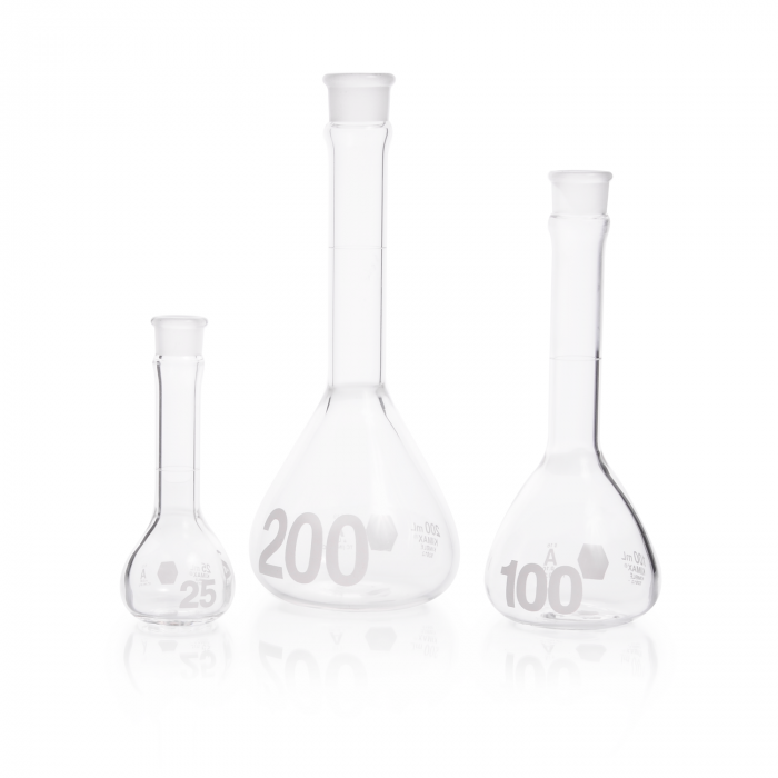 MATRAZ VOLUMÉTRICO "A", PARED REFORZADA, BOCA ANCHA, SIN TAPÓN — 200 mL