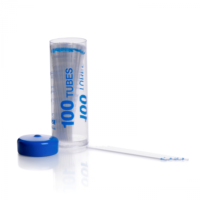 TUBOS CAPILARES LISOS (SIN HEP) CÓDIGO AZUL VIAL CON 200 TUBOS — 1.1 mm X 75 mm