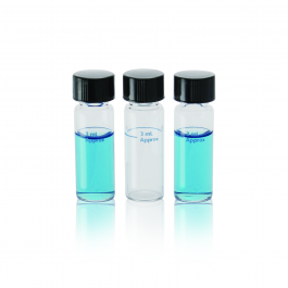 Vial muestrador Cromatografía Rosca 15-425 medida 17X38 c/ Tapa Fenolica Negra Liner Plastico Blanco — 1 dram