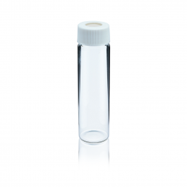 Vial muestrador Cromatografía Rosca 24/400 medida 28x57 3c/ Tapa ensamblada "Open Top" Liner PTFE-faced Silicone y Septa — 5 drams