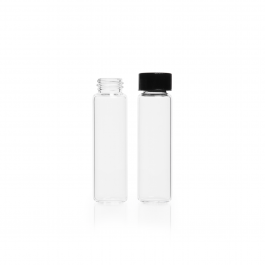 Vial muestrador Cromatografía Rosca 8-425 medida 12x35 c/ tapa Fenolica negra Liner PTFE-faced/14B Liners — 3/8 dram