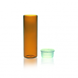 Vial Shell Ambar c/ Tapa TITESEAL® de polietileno blanco estilo aguja — 4 ml
