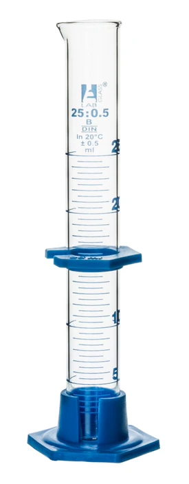 PROBETA GRADUADA VIDRIO BASE PLASTICO 25ML EISCO