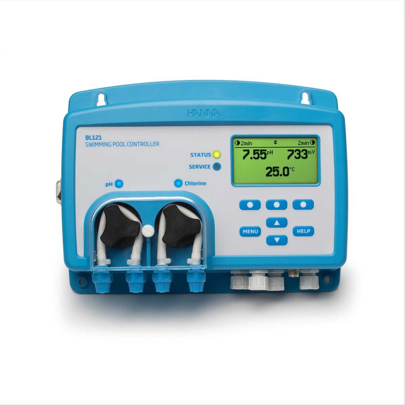 Controlador de pH/ORP/temperatura para piscinas con salidas analógicas, 115/230V. HANNA