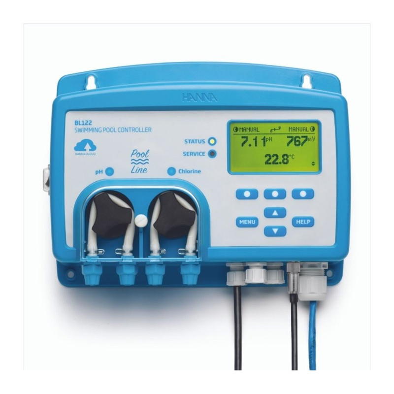 pH/ORP/Temperature pool controller with ethernet for remote cloud monitoring, no analog outputs, 115. HANNA