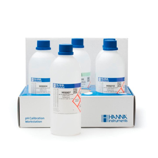 Soluciones técnicas de pH 4.01, pH 7.01, pH 10.01, solución HI70300L y HI7061, 1 frasco 500 mL c/u. HANNA