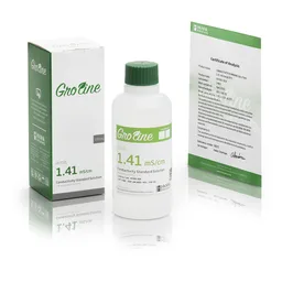 [HI7031-023] Solución de calibración GroLine de 1,413 µS, caja, certificado de análisis, frasco 230 mL