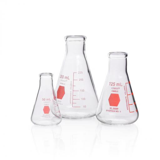 [KIM-26500R-1000] MATRAZ ERLENMEYER, GRADUADO, DECORADO ROJO — 1000 mL